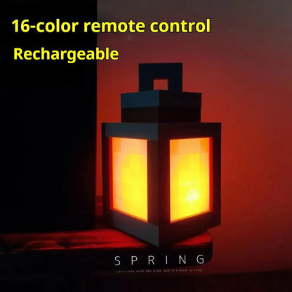 Luminous Pixel Lantern Nightlight – Rechargeable Bedroom Game Light for Kids, Home Decor Atmosphere Ornament