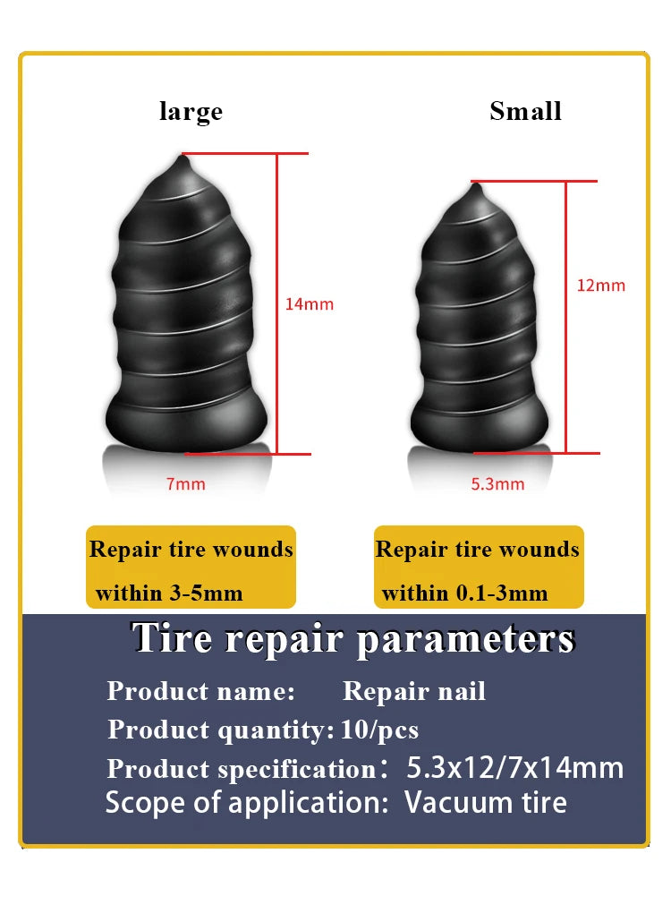 10/30pcs Car & Motorcycle Tyre Repair Rubber Nail Set – Universal Tire Puncture Repair Tool for Cars, Trucks & Bikes