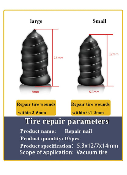 10/30pcs Car & Motorcycle Tyre Repair Rubber Nail Set – Universal Tire Puncture Repair Tool for Cars, Trucks & Bikes