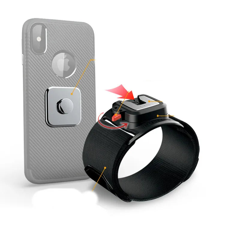 360° Rotatable Wristband Cell Phone Holder – Detachable Armband for Biking, iPhone 15 Pro Max