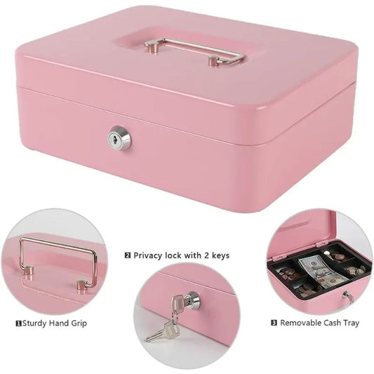 Security Cash & Key Safe Box — Steel Lockable Money, Coin, and Jewelry Storage for Home and Shop