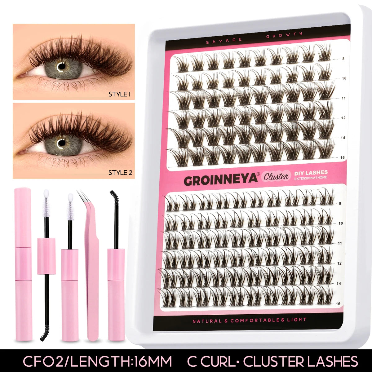 Lash Clusters Extension Kit – Fake Eyelashes Set with Lash Bond, Seal, and Applicator Tool for Makeup