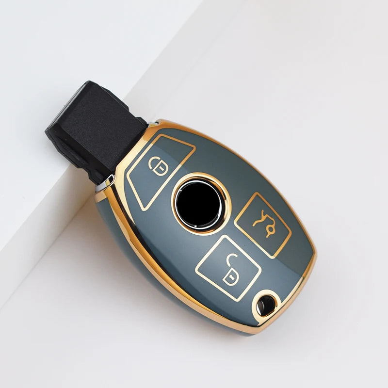 Car Key Case Cover – Key Bag Accessories for Mercedes Benz A/B/C/S Class, AMG, GLA, CLA, GLC W176/W221/W204/W205 Fob Keychain