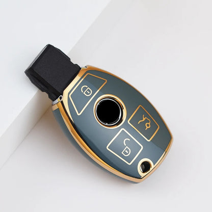 Car Key Case Cover – Key Bag Accessories for Mercedes Benz A/B/C/S Class, AMG, GLA, CLA, GLC W176/W221/W204/W205 Fob Keychain