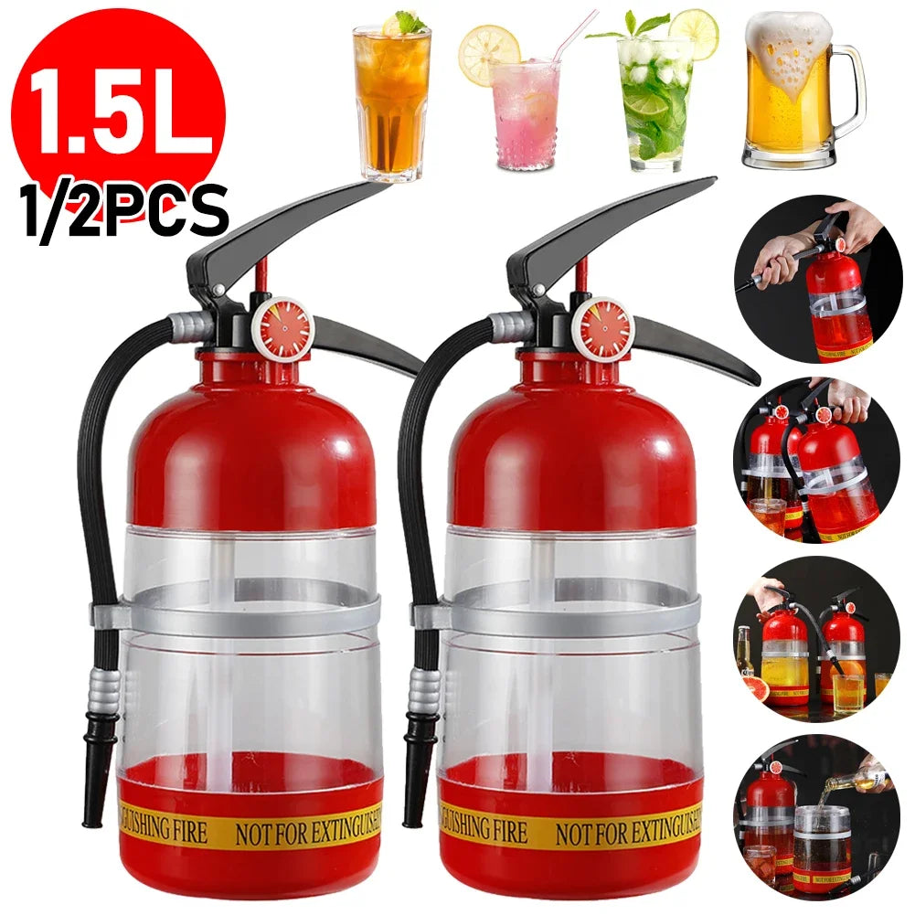 1.5L Beer & Liquor Dispenser — Creative Fire Extinguisher Shape Acrylic Container, Large Capacity for Wine, Spirits & Beer