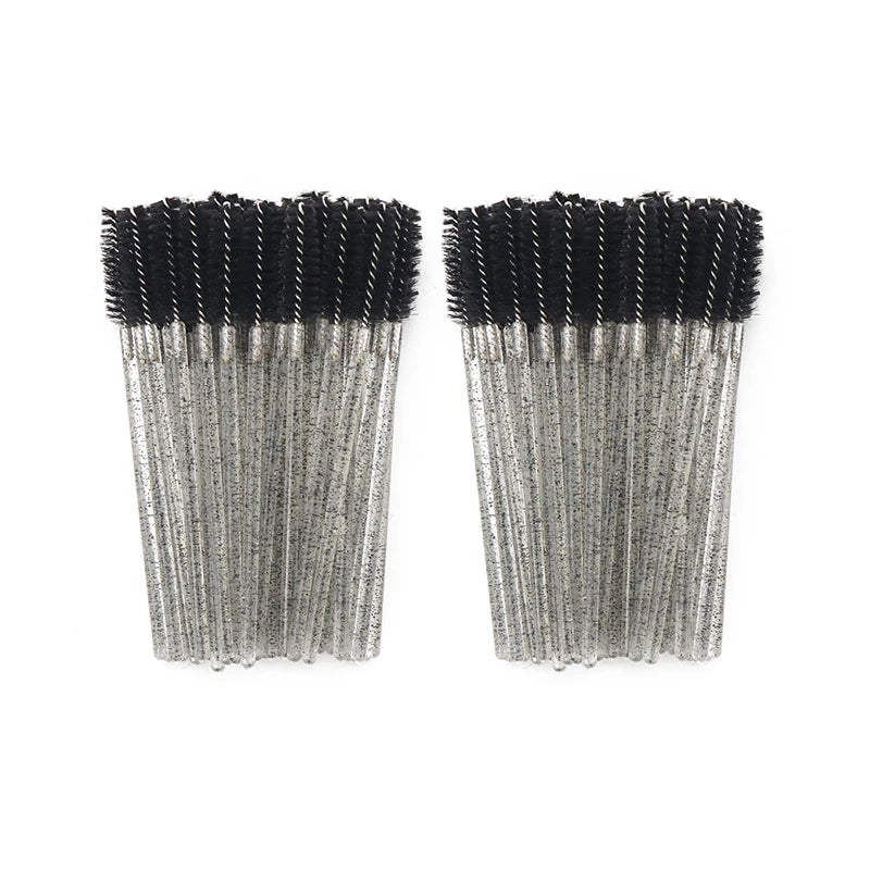 ANNAFRIS 50pcs Disposable Eyelash & Eyebrow Brushes — Soft Crystal Lash Extension Mascara Wands Makeup Tools