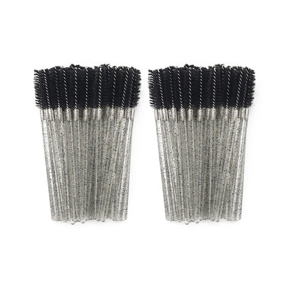 ANNAFRIS 50pcs Disposable Eyelash & Eyebrow Brushes — Soft Crystal Lash Extension Mascara Wands Makeup Tools
