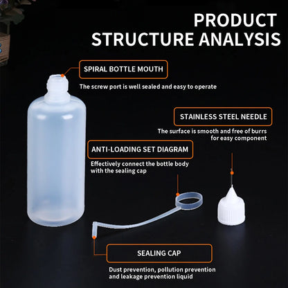 5 Pcs Needle Tip Glue Bottle - Squeeze Plastic Bottle with Dispensing Needle, Sealing Cap, Liquid Flux Dispenser Applicator