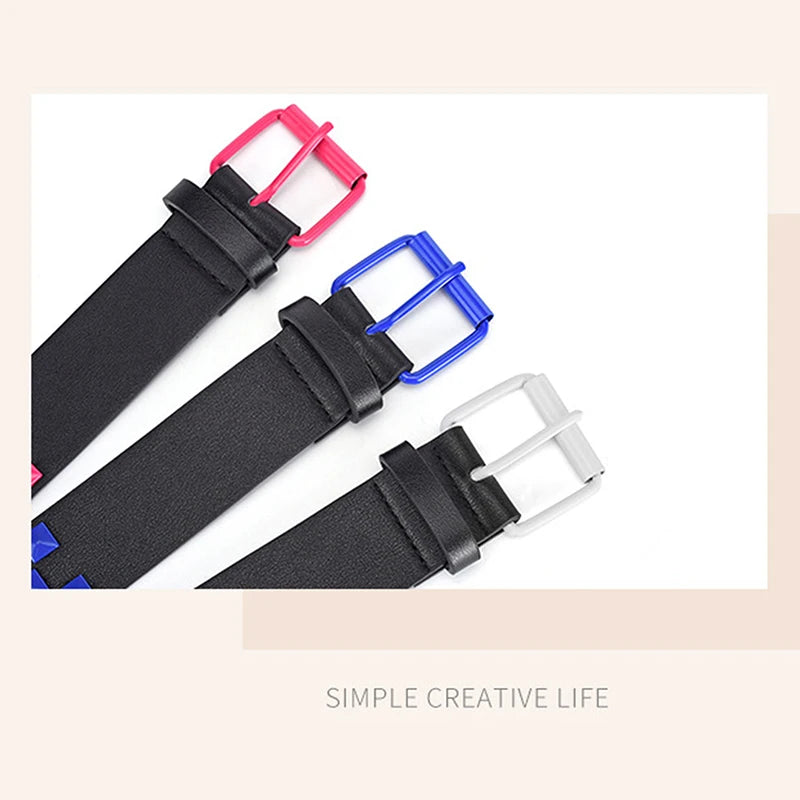 Personalized Checkerboard PU Leather Belt – 107CM Unisex Rivet Punk Hip-Hop Fashion Accessory