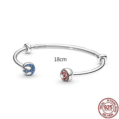 New 925 Sterling Silver Snake Chain Charm Bracelet – Fits Original 925 Pendant Charms & Beads, Heart Bracelet Jewelry for Women