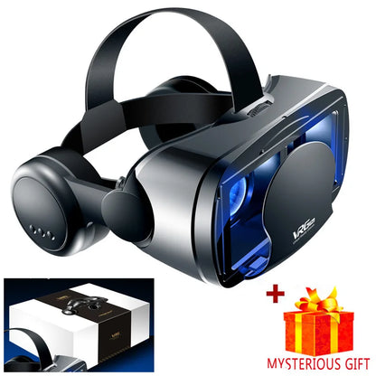 3D VR Headset – Virtual Reality Smart Glasses Helmet for Smartphones with Controllers and 7-Inch Lenses