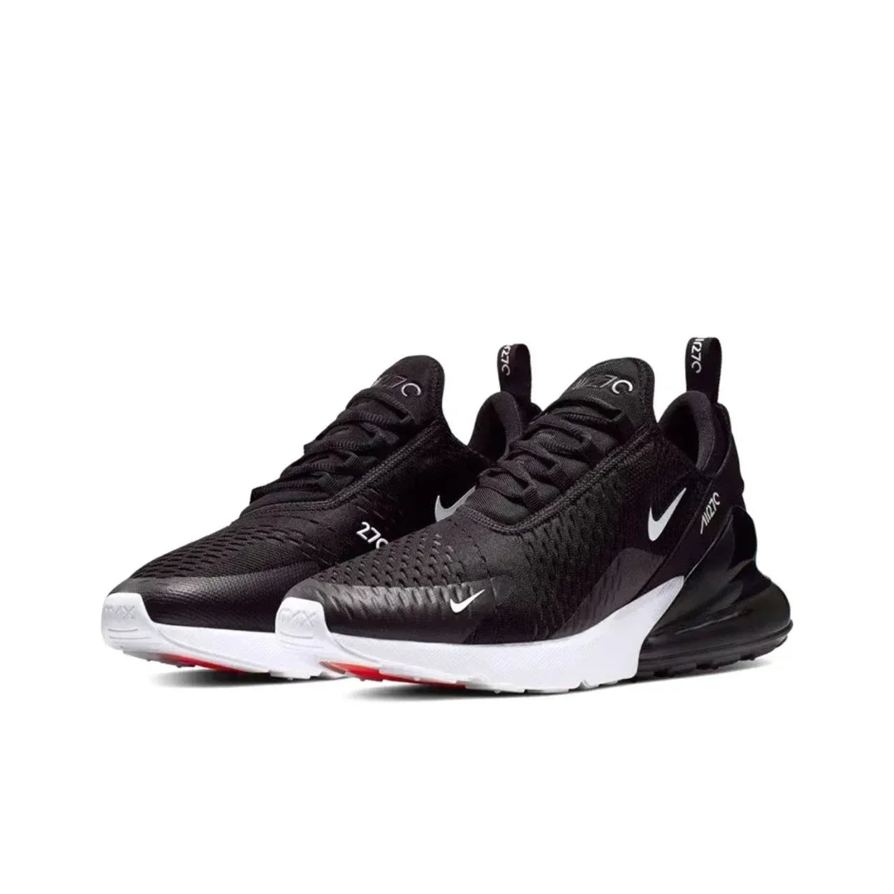 Nike Air Max 270 Running Shoes – Mesh, Shock Absorption, Non-Slip, Abrasion Resistant, Unisex Black & White Low Top