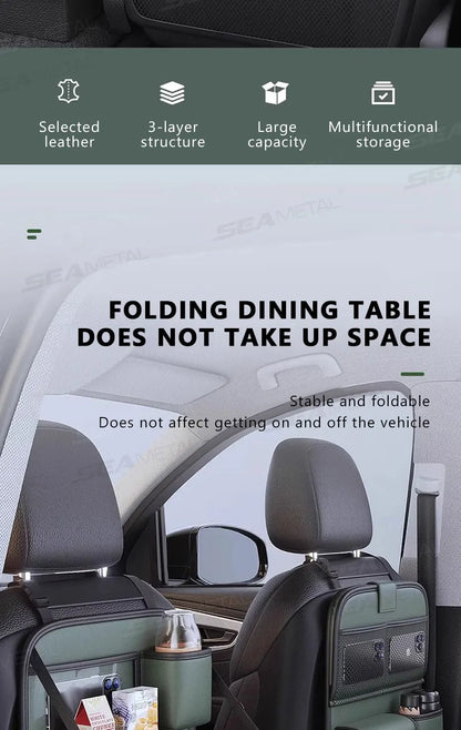 SEAMETAL Car Seat Back Organizer – Large Capacity Multi-Pocket Storage Bag with Foldable Tablet Tray