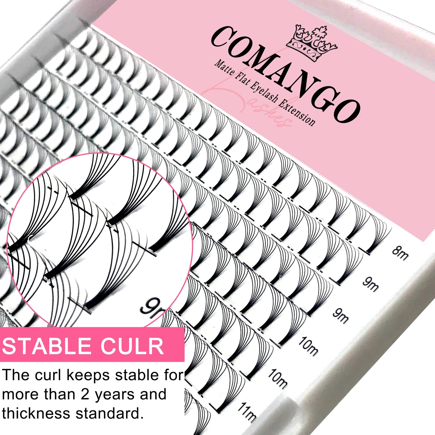 CoMango Wispy Premade Volume Lash Fans – 3-10D Individual Short Stem Faux Mink Russian Eyelash Extensions, 320 Fans
