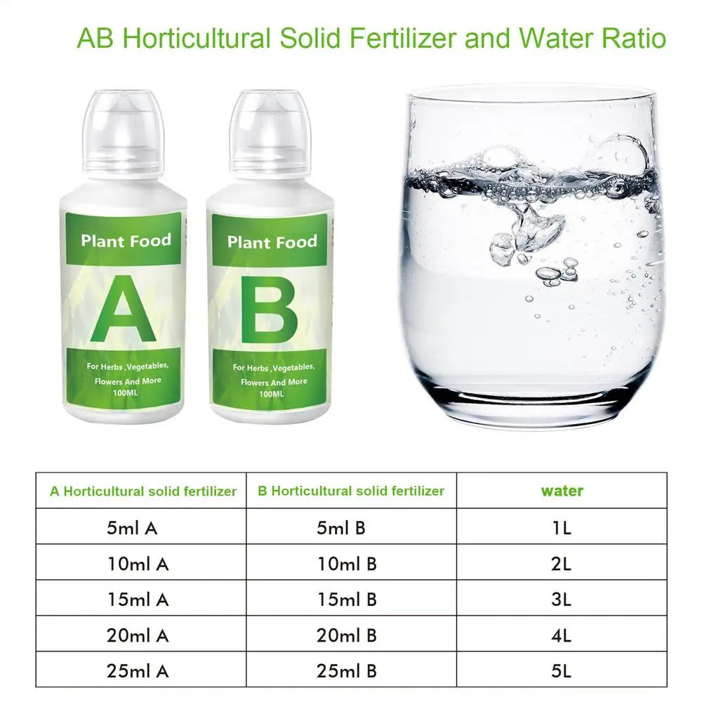 Hydroponic AB Nutrient Solution Set – Plant Fertilizer for Flowers & Vegetables