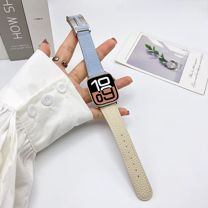 Genuine Leather Straps for Apple Watch – 40mm-49mm Bands for Series 5/6/7/8/9/10, SE & Ultra