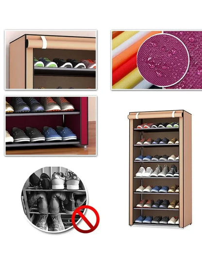 Dustproof Shoe Storage Rack – Multilayer Nonwoven Organizer Cabinet, Space-Saving Shoe Shelf for Home & Hallway