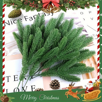 20pcs Artificial Green Pine Branches – DIY Christmas Tree & Winter Home Decor