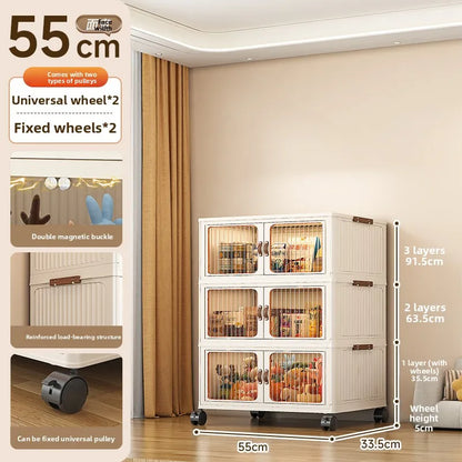 Large Capacity Collapsible Storage Bin — Plastic Organizer with Lid for Clothes, Toys & Blankets, Stackable & Portable for Bedroom or Nursery