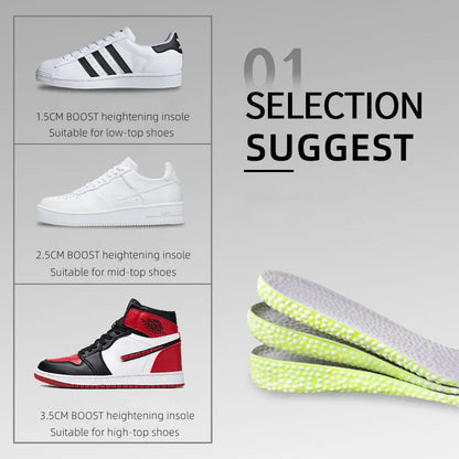 Heightening Running Insole – PU Foam with Rice Particles, Breathable & Soft Shoe Insole for Hiking, Knee Protection for Men & Women