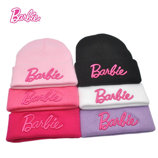 Barbie Knitted Hat – Cute Pink Pullover Ski Cap for Women, Kawaii Anime Winter Accessories, Christmas Gift for Girls