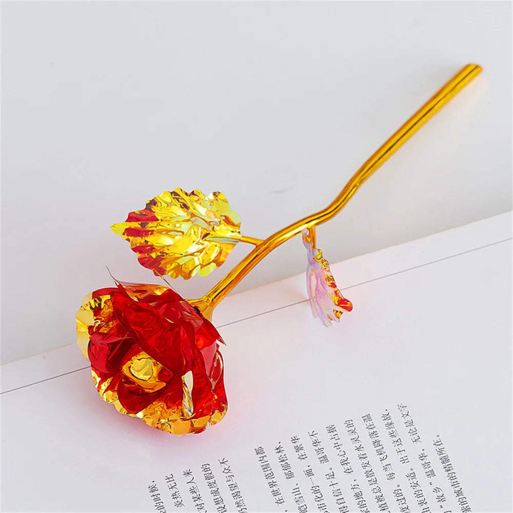18cm 24K Golden Rose Flower – Artificial Foil Roses for Valentine’s Day, Wedding, Party Decoration & Holiday Gift