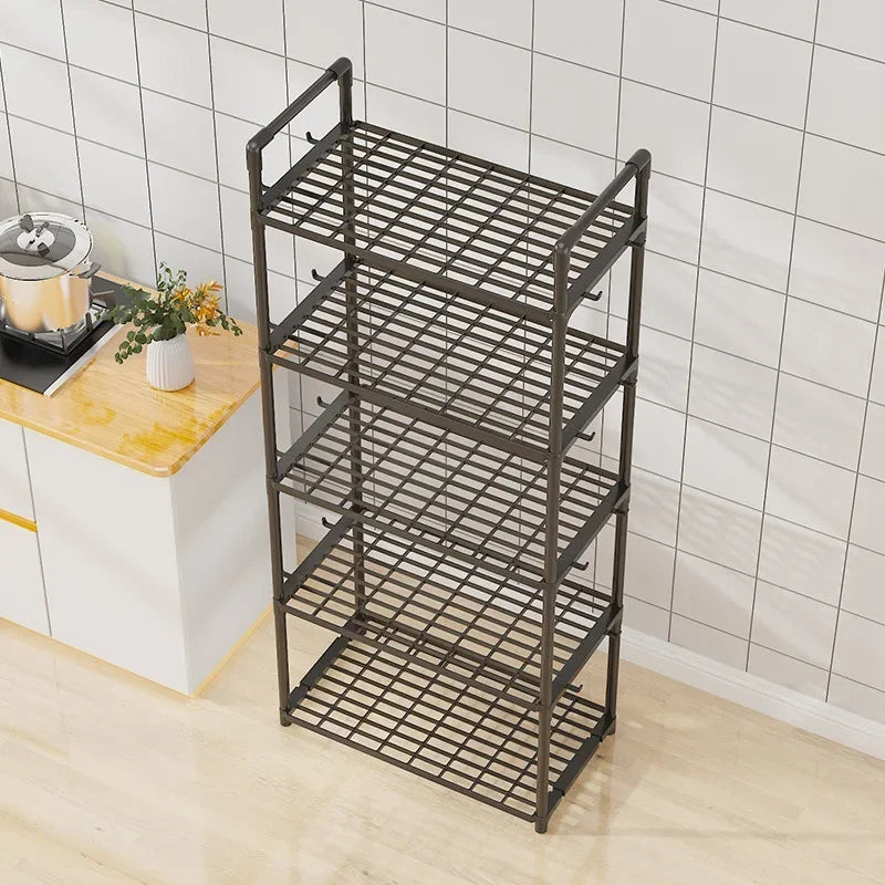 Multilayer Kitchen Shelving - Floor to Ceiling Microwave Oven and Pot Storage Shelf, Multifunctional Household Organizer