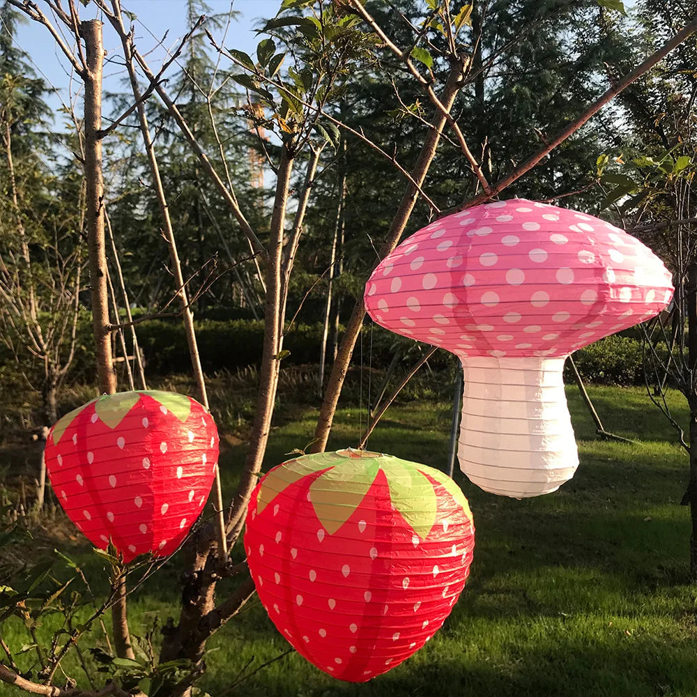 3D Strawberry Paper Lantern - Spring Strawberry Theme Party Decor for Children's Day and Baby Shower