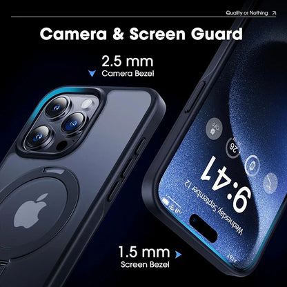 Matte Magnetic iPhone Case with Ring Stand | Translucent Cover for iPhone 11–16 Pro Max, Plus, and Mini