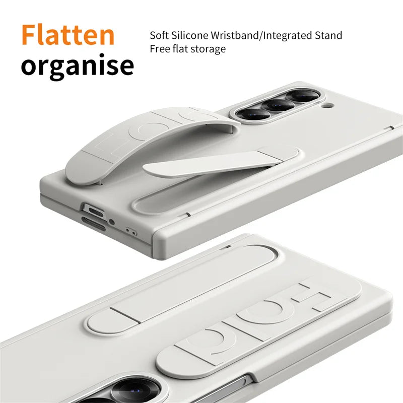 Wristband Hinge Phone Case for Samsung Galaxy Z Fold 3-7 – With Pen Slot & S Pen, Screen Protector Cover