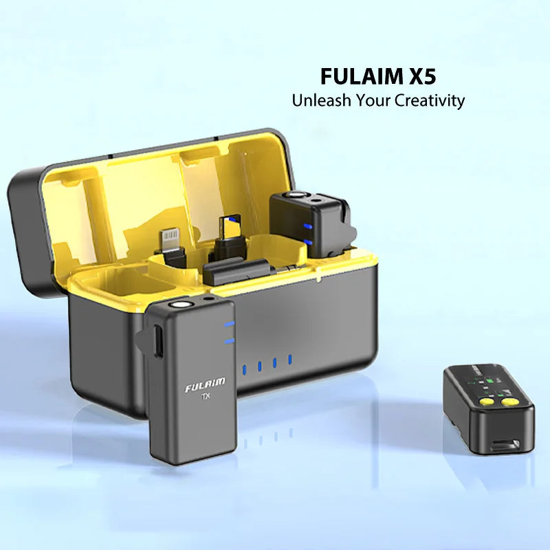 FULAI M X5 Wireless Lavalier Microphone – Quick Noise-Cancellation System for DSLR, iPhone, Android & YouTube Recording