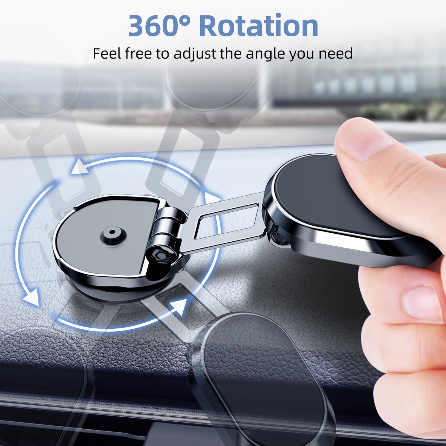 Magnetic Car Phone Holder - Foldable 360-Degree Rotatable Dashboard Stand for Navigation, Car Accessories