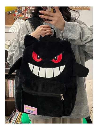 Pokemon Gengar & Pikachu Plush Backpack – Cute Kawaii Cartoon Bag, Large Storage for Anime Lovers & Couple Gifts