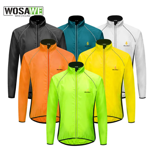 WOSAWE Men's Windproof Waterproof Cycling Jacket – Reflective MTB Bike Windbreaker & Vest