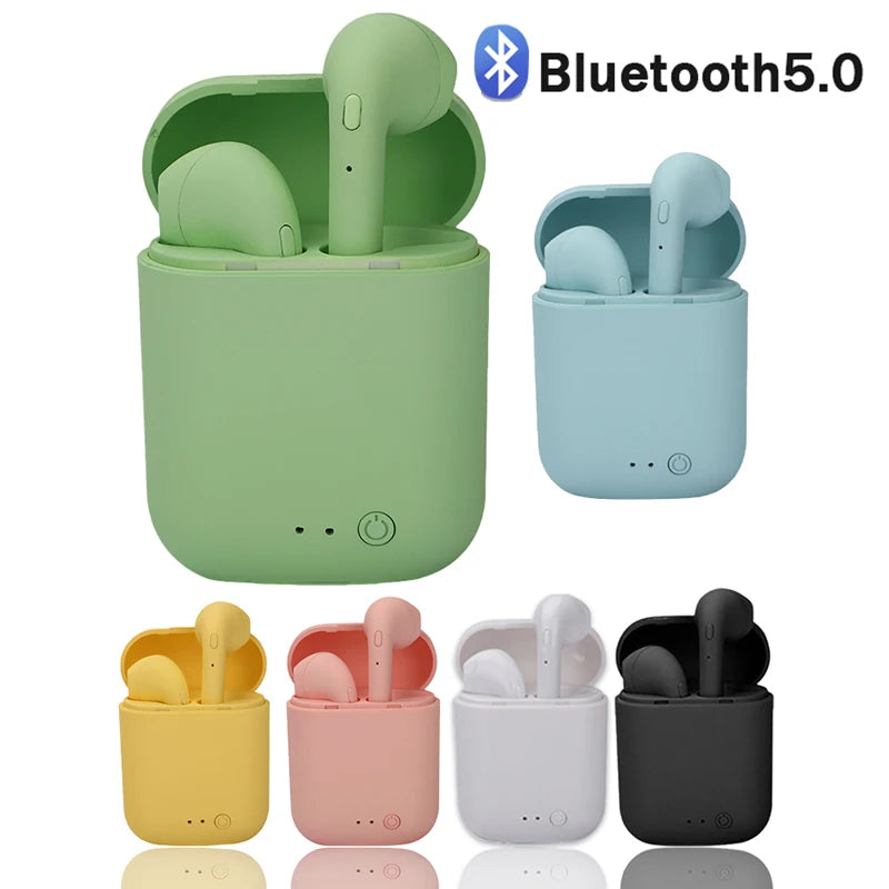I12 Macaron Bluetooth Headset – Matte Wireless Sports Earbuds, Binaural Bluetooth 5.0