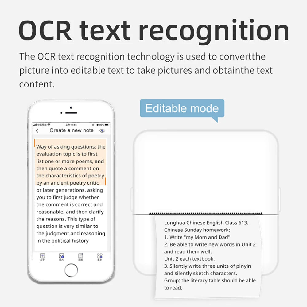 Portable HD Mini Thermal Printer - Universal 57mm Self-Adhesive Paper Label Sticker | Phone Picture & Photo Printing 2024