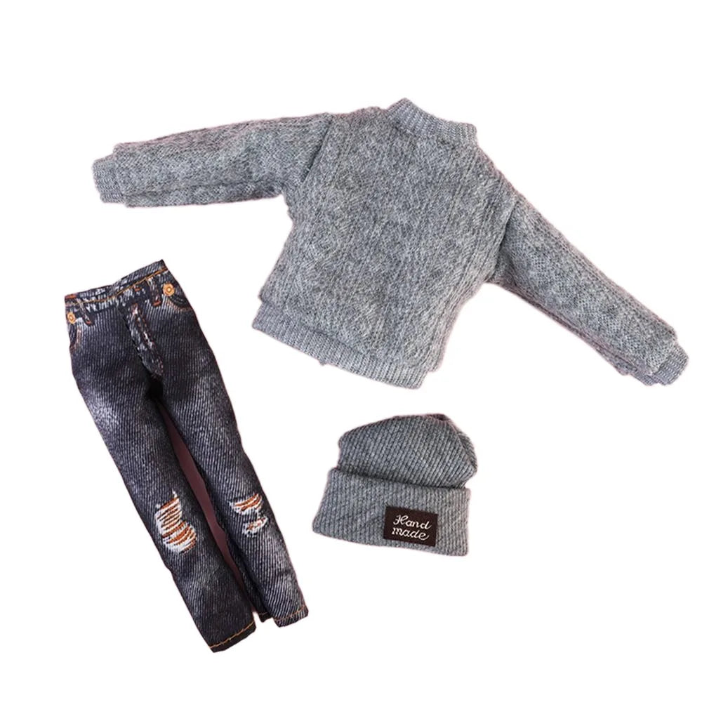 11.5" Doll Clothes Set – Knitted Sweater, Pants, Hat & Shoes for 30cm 1/6 BJD Dolls Accessories