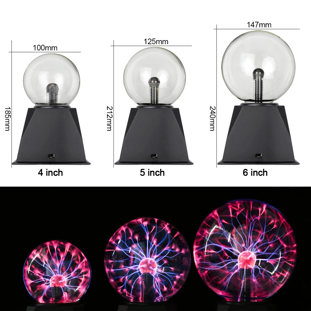 Magic Crystal Plasma Ball Lamp – LED Night Light for Kids, Bedroom & Gifts (3–8 Inch)