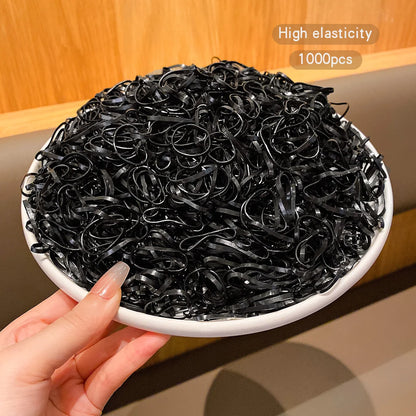 1000 Black Elastic Rubber Bands — Durable, Multipurpose for Daily Use