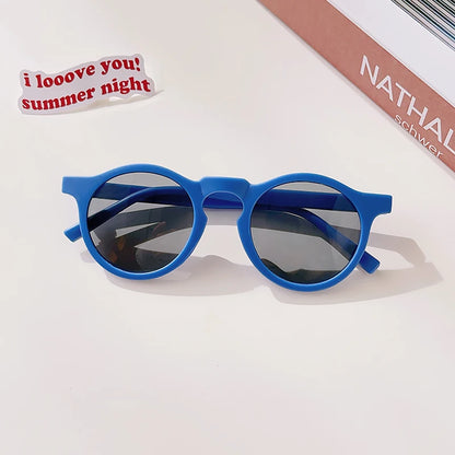 2023 Kids Checker Panel Round Sunglasses – Cute UV400 Sun Protection for Baby Girls & Children Outdoor Wear