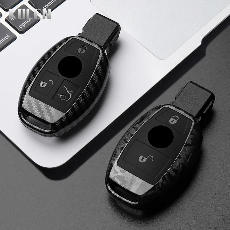 ABS Carbon Fiber Car Key Case Cover – Compatible with Mercedes Benz W204/W205/W212/W213/W176/W177/W219 A/B/C/E/S/GLC/CLA/AMG Fob