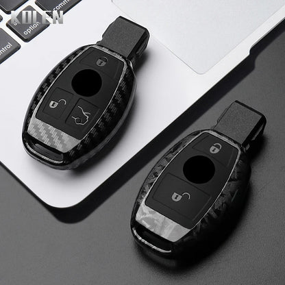 ABS Carbon Fiber Car Key Case Cover – Compatible with Mercedes Benz W204/W205/W212/W213/W176/W177/W219 A/B/C/E/S/GLC/CLA/AMG Fob