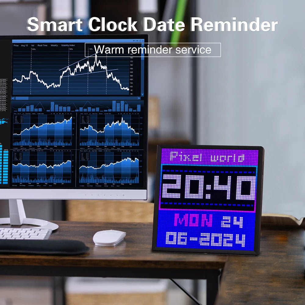 64x64 RGB LED Pixel Display Matrix Panel, Programmable Pixel Art Screen with Bluetooth App Control