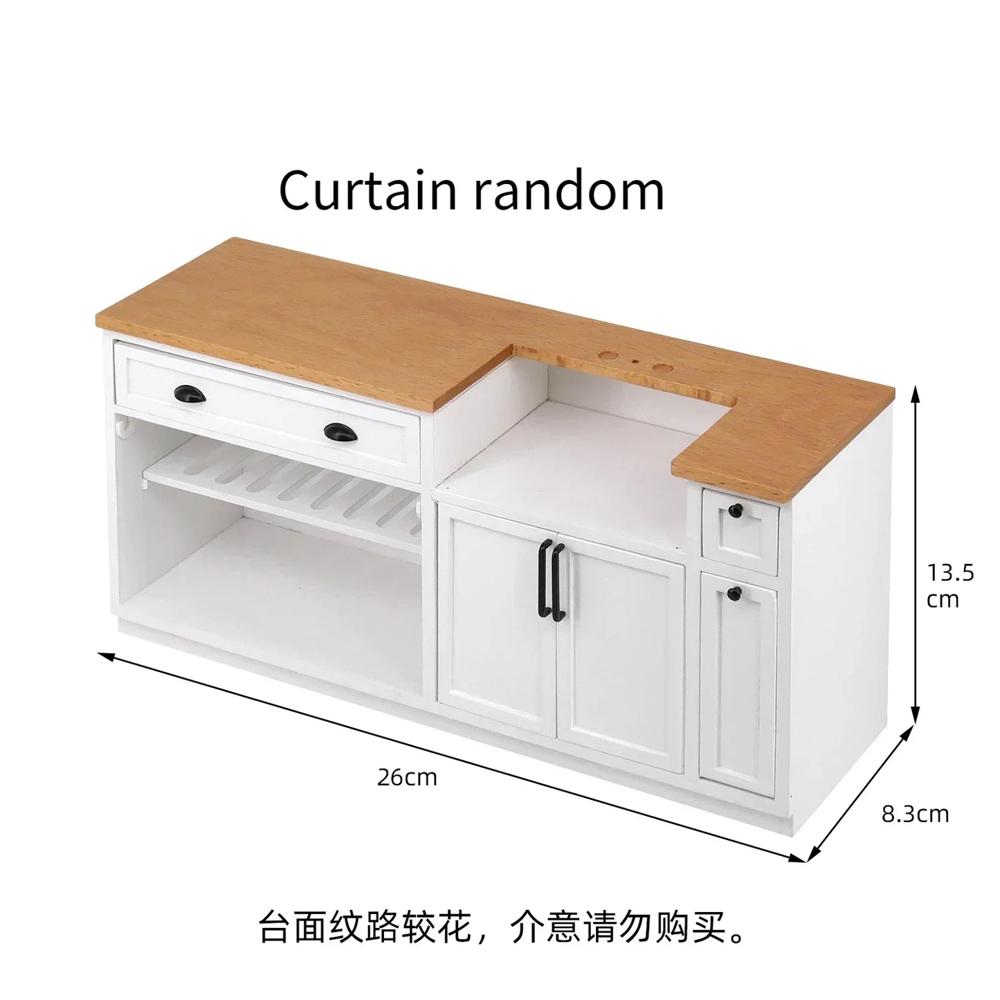 1/6 Scale BJD Dollhouse Wooden Shelf & Sink Cabinet — Miniature Kitchen Furniture Accessory for Dollhouse Bar Counter