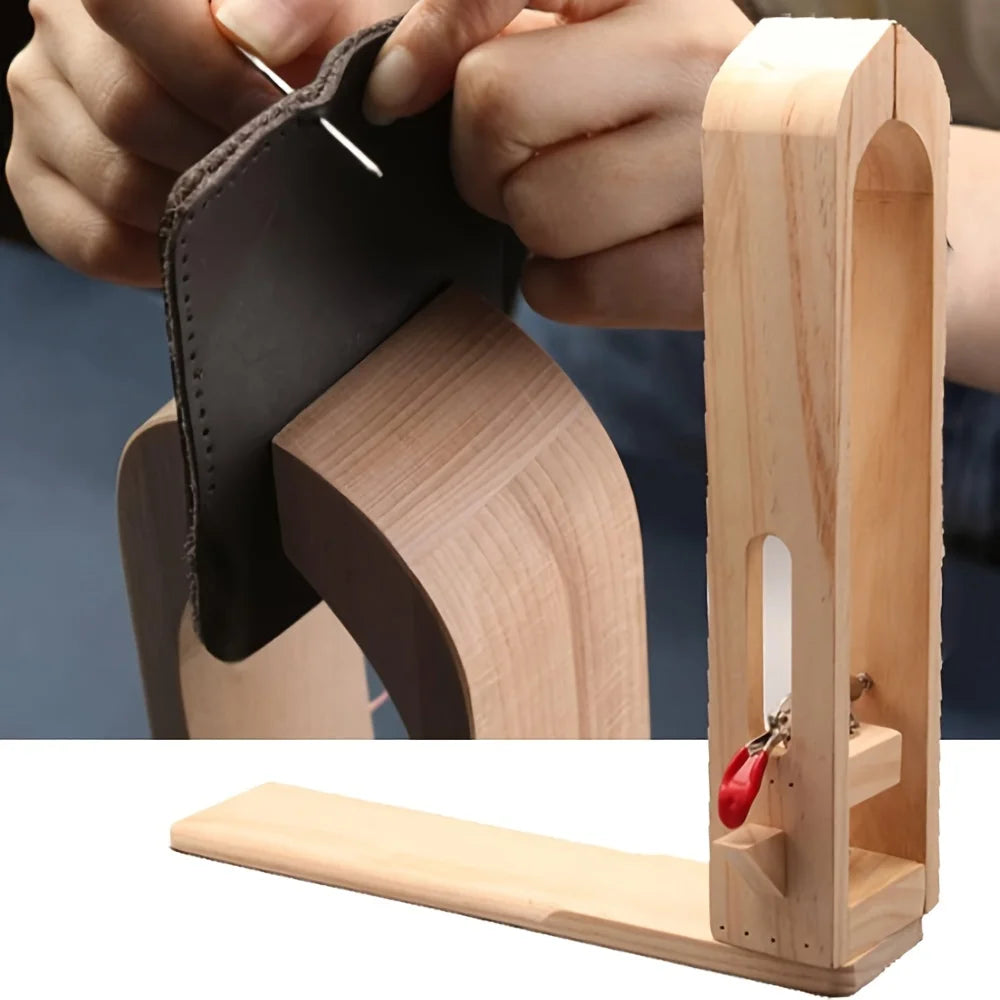 Leathercraft Wooden Sewing Clips with Extended Base Plate – Handmade Leather Tool Clamps for DIY Projects
