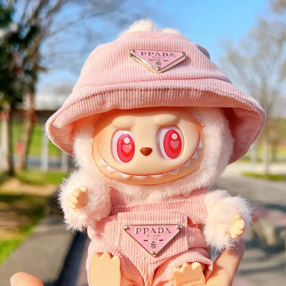 Corduroy Clothing Set for 17cm Labubu Doll – Outfit, Hat & Shoes DIY Accessories Gift