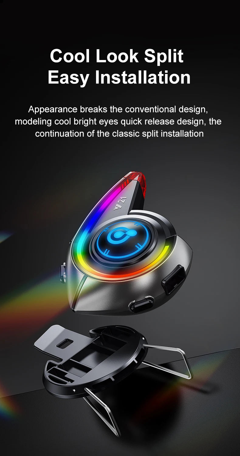 KEBIDUMEI Y21 Motorcycle Helmet Bluetooth Headset — Earphone Music Player with FM Radio & SOS Warning Light