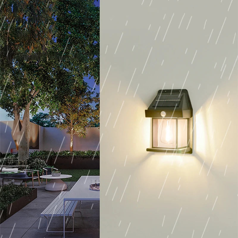 Solar Outdoor Wall Lamp - Human Body Induction, IP65 Waterproof for Home, Villa & Balcony Decor