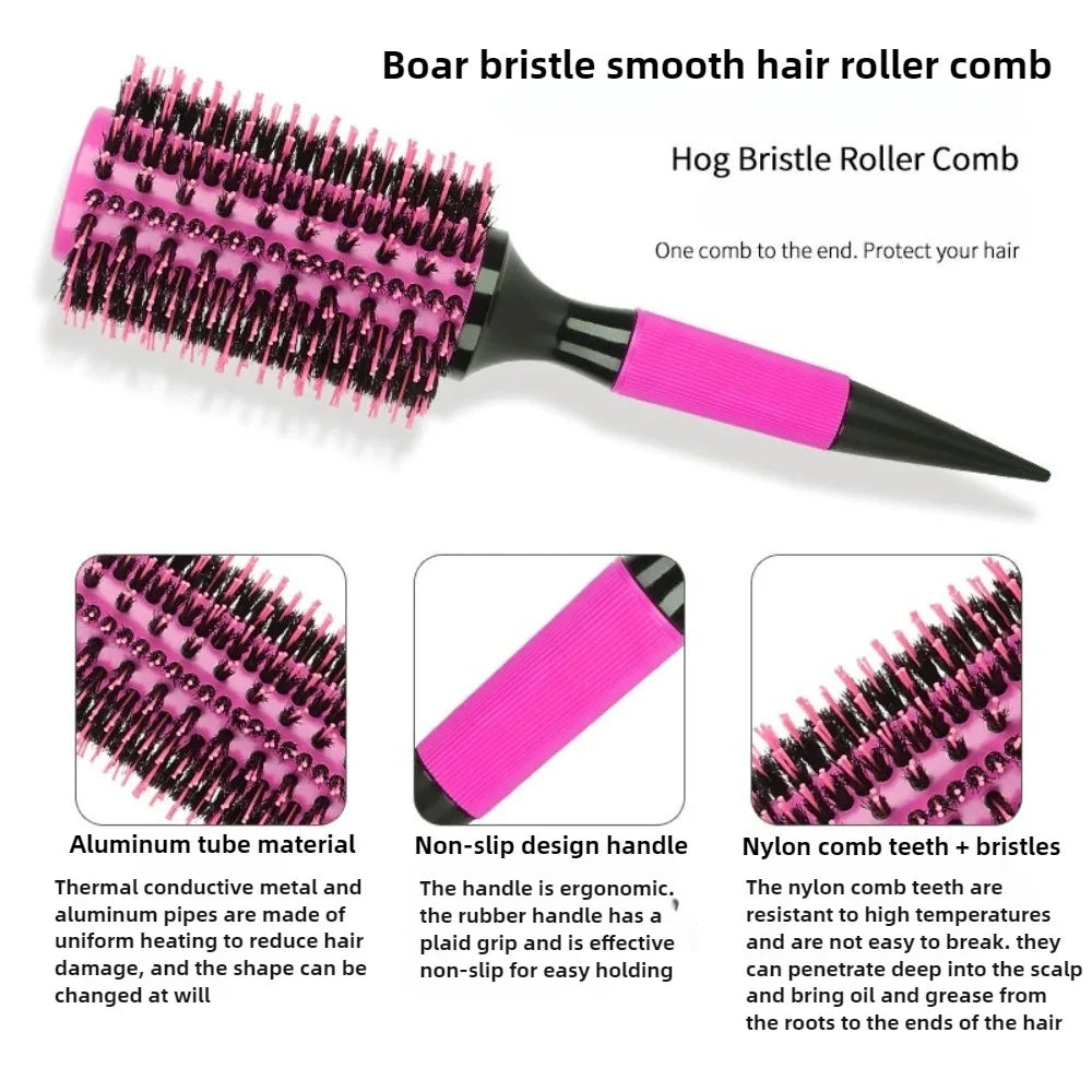 Barbershop Round Tube Curly Hair Rollers – Salon Hair Comb & Styling Brush for Hairdressing
