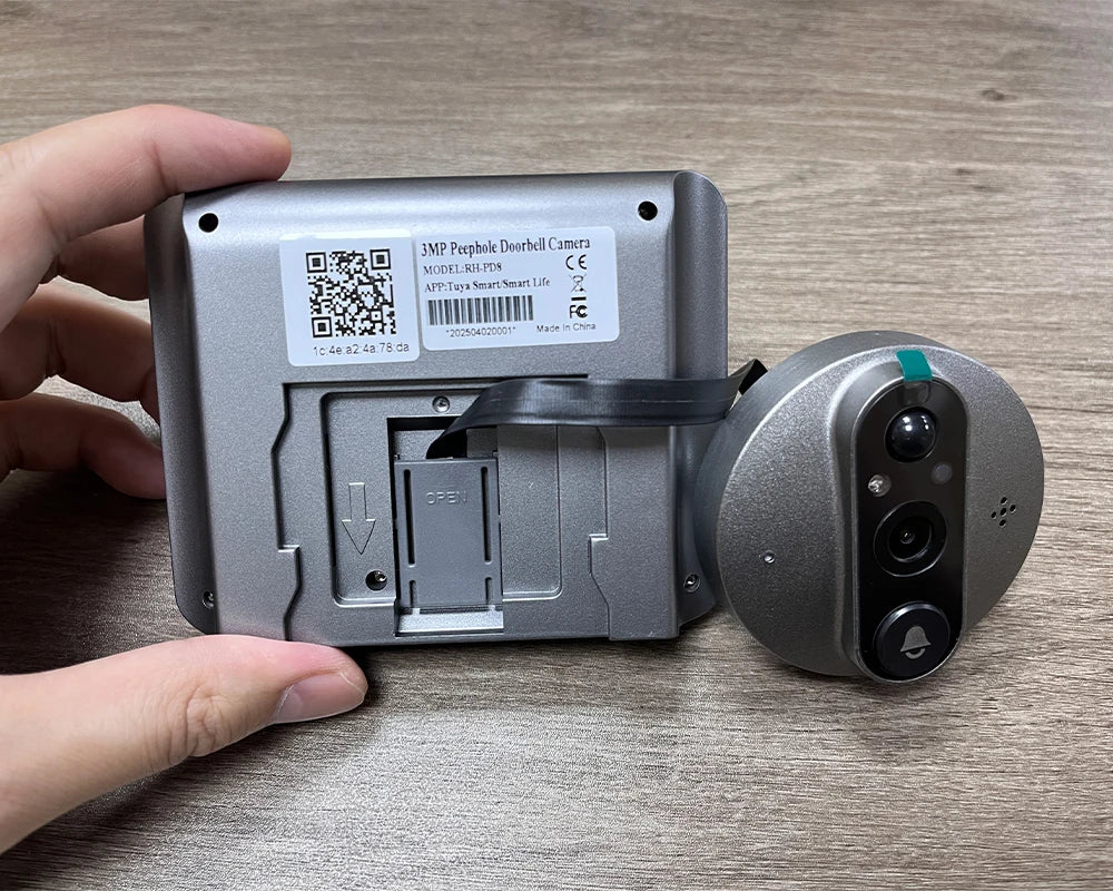 3MP Smart Life Tuya WiFi Doorbell — 1080P Peephole Camera, 5000mAh Battery, PIR Motion Sensor, IR, Alexa & Google Compatible